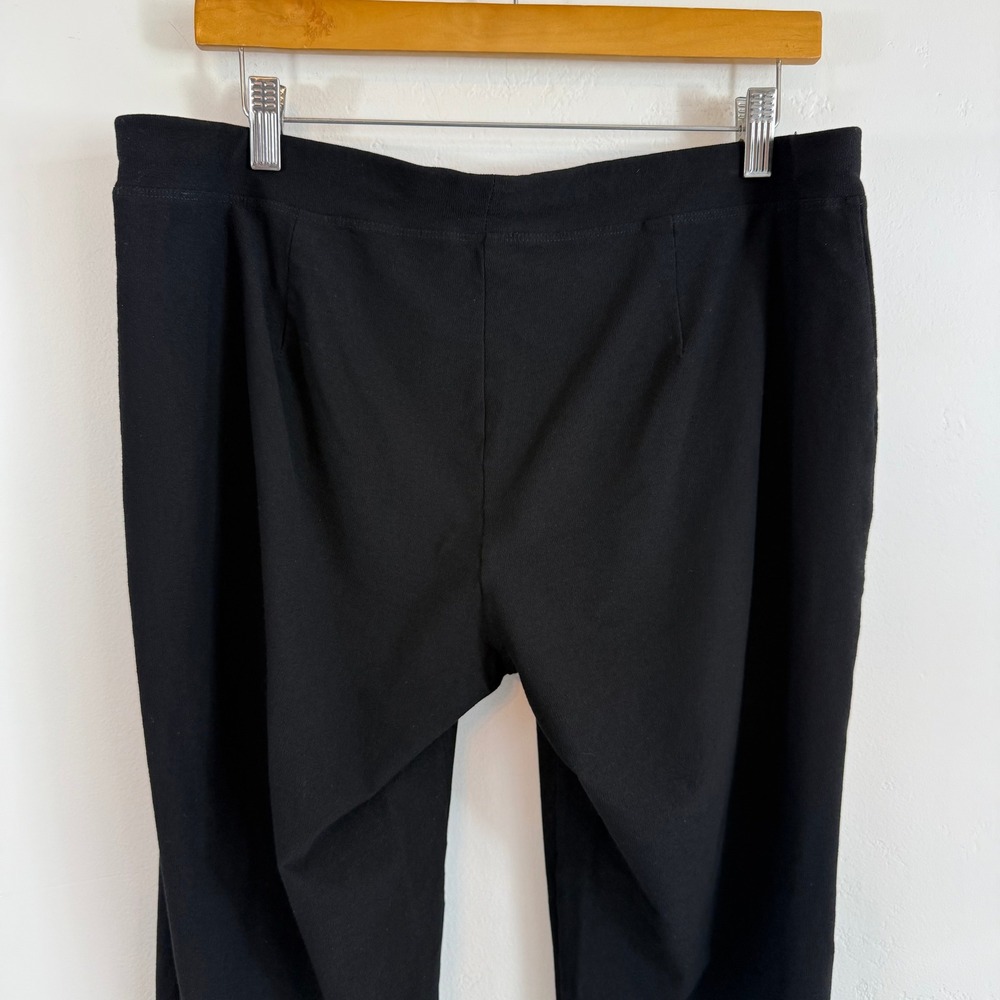 Eileen Fisher Black Knit Straight Leg Pants Pull On Stretch Jersey Minimalist L - Picture 5 of 12